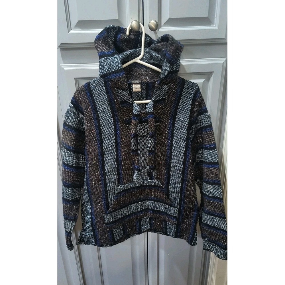 Vintage Earthbound Trading Company Size Medium Baja Hoodie Mexican Jacket
